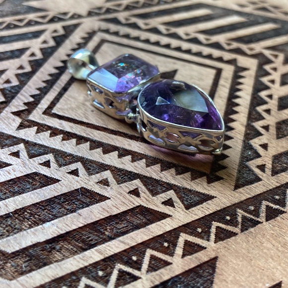 Ametrine & Amethyst 925 sterling silver pendant - Picture 4 of 11